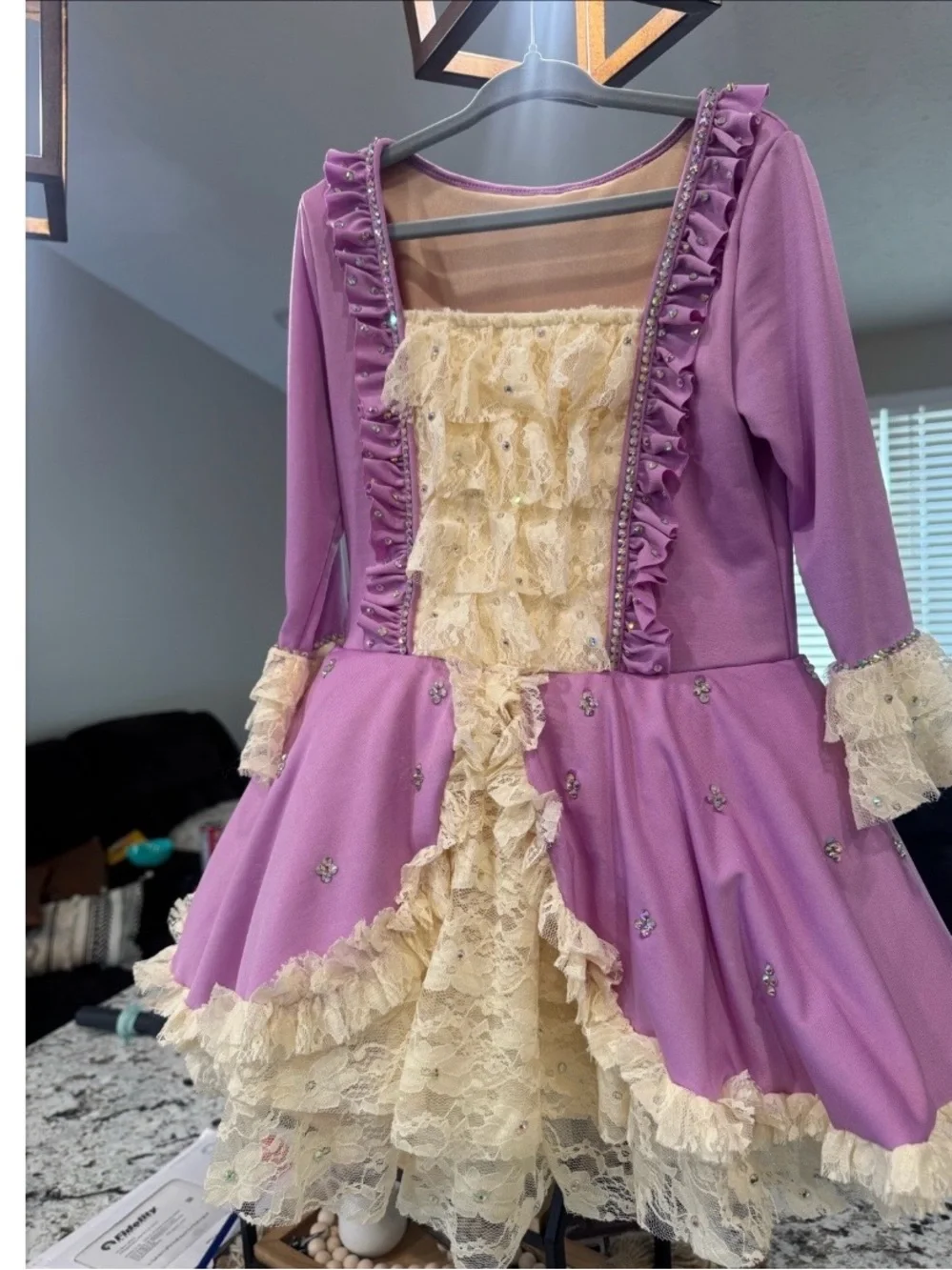 Purple and Cream Princess Costume Dress with Lace Details